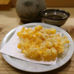 食堂 おがわ - 新生姜とトウモロコシの天ぷら