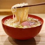 食堂 おがわ - 鴨ソーセージ焼き･葱煮麺