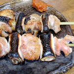 Sanzou - 信玄どりのねぎま串
                        もも肉・むね肉ですが。こうしてみるとほぼ区別つかないです