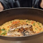 銀座 大石 - のどぐろのリゾット。美人シェフ様が見せてくださります。