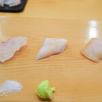 Sushi Shunsuke - 鹿島の真鯛、壱岐の目鯛、気仙沼かじき漬け