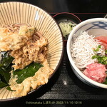 Chouseian - 野菜天ワカメ入ぶっかけセット おまかせミニ海鮮丼付