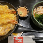 Mendokoro Yukinoya - 天丼セット蕎麦コロ。
