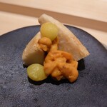銀座 稲葉 - 海老芋の雲丹味噌添え