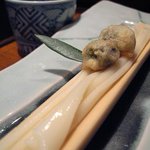 島宿　真里 - 小引きうどん/もろみつゆ・オリーブの実の天婦羅
