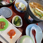 Hibari - 今日の彩り定食さん❤️もつ鍋とヒレとササミさん❤️