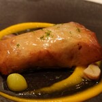 ミクニナゴヤ - ・松茸と生ハム柚子味噌のパート包み焼き 　人参のピュレ 栗と新銀杏 スダチの香り