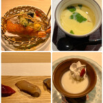 波奈 - ランチコース金木犀４４００円。天ぷら、茶碗蒸し、握り、杏仁豆腐。寿司カウンターのお店だけあってお寿司は美味しかったです(^｡^)。中トロが特に良かったです（╹◡╹）