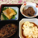 Edo Kirisoba Sekisen - 牛しぐれ煮、ゆば、卵焼き、そば味噌焼き