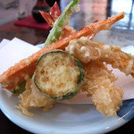 蕎麦 木曽路 - 「石挽き天せいろう」（1,480円）の天ぷら盛り。重なってる順に食べるのです。