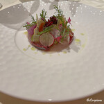 プチレストラン ブーケ・ド・フランス - ヒラマサのカルパッチョの瞬間燻製