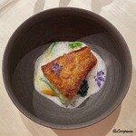 プチレストラン ブーケ・ド・フランス - 甘鯛の鱗焼 貝のフォンのエスプーマ