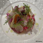 プチレストラン ブーケ・ド・フランス - ヒラマサのカルパッチョの瞬間燻製