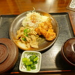 Tengu Sakaba - 日替わりランチ　生姜焼きと唐揚げ　690円