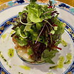 渡辺料理店 - 前菜1 鮪と帆立と赤海老のタルタル水晶文旦です