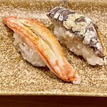 都寿司 - 本たらばの足とがさ海老の雄　北海道らしい寿司です
