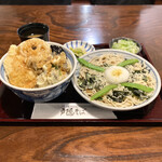 戸隠そば - ・秋鮭と旬野菜の天丼セット 1,300円/税込
