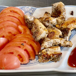お好み焼き 鉄ちゃん - ワイフが箸休めに冷やしトマトを注文