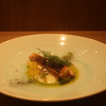 RISTORANTE IL NODO - 天城下山さんの3年アマゴ 0年イクラ ジャガイモ