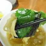 福の神食堂 - 海苔と三つ葉で麺巻き