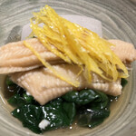 料理屋 稲家 - 穴子　甚五右ヱ門芋　ちぢみほうれん草