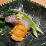 東茶屋 なかむら - 愛媛県八幡浜産　白甘鯛の昆布締め　北海道産　赤うに