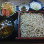 Shiyou Getsu - この日の夜定食（半カレー丼、もりそばセット）８００円
