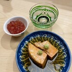 日本橋蛎殻町 すぎた - あん肝 筋子の味噌漬け 新政の火の鳥