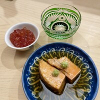 日本橋蛎殻町 すぎた - あん肝 筋子の味噌漬け 新政の火の鳥