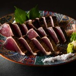 Specialty: Straw seared bonito with seared salt served in a bowl