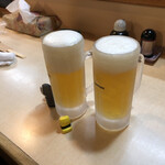 鮨よし - 生ビールはグラスキンキン