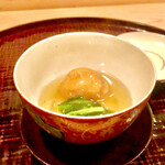 多仁本 - 蓮根餅とほうれん草は菊花餡で　沁み渡る旨味です