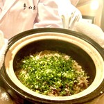 多仁本 - 〆御飯一　虎河豚　牛蒡　浅葱の土鍋御飯