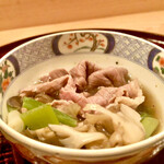 多仁本 - 牛シャブと舞茸、九条葱　美味しそう♫