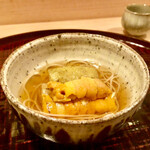 多仁本 - たっぷり馬糞雲丹と焼き茄子のお蕎麦　この取り合わせはいいですね♫