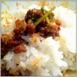 175°DENO担担麺 - ご飯と具を絡めて