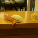 Sushi Hino - 特上にぎり（えび、いか）