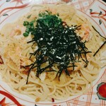 洋麺屋五右衛門 - 紅ズワイガニと海老と本からすみのアーリオオーリオペペロンチーノ(1,300円+平日ランチ大盛り120円)