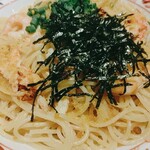 洋麺屋五右衛門 - 紅ズワイガニと海老と本からすみのアーリオオーリオペペロンチーノ(1,300円+平日ランチ大盛り120円)