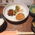 美食米門  - 黒毛和牛の黒胡椒メンチカツ御膳￥1200