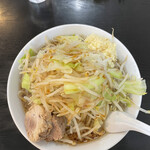 ハンサム侍 - 醤油ラーメン　並　ニンニクアリ　野菜マシマシ　極太麺に変更