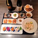 ビリヤニ専門店 INDIA GATE - 秋刀魚と舞茸のビリヤニ御膳日本酒ペアリング。アテ3種盛り。牡蠣フライ。