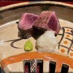 銀座 しのはら - 6. 青首鴨　柚子胡椒と大根おろし添え　大根おろしは鬼おろしでおろした食感の良いもの