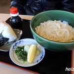 うどん棒 - 生じょうゆうどん温２玉・おにぎり