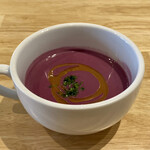 SRY+ IZAKAYA French Italian Creation - サラダ＋スープセットのスープ
この日はむらさき芋のスープでした。