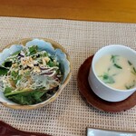 玄海鮨 - ランチのサラダ＆茶碗蒸し