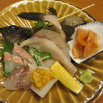 ひらまつ食堂 - 刺身盛り合わせ（おまかせ）　黒メバルは口がパクッと動いていましたョ～。