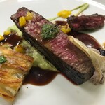 Steak principal lunch course with domestic beef fillet special