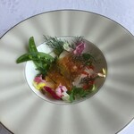 ビクターズ - 蝦夷鮑、オマール海老、帆立貝、コンソメジュレと共に