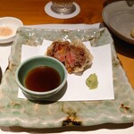Tempurakoromosekandoshizun - 牛肉でうにを巻いている…美味しいに美味しいの合わせ技…